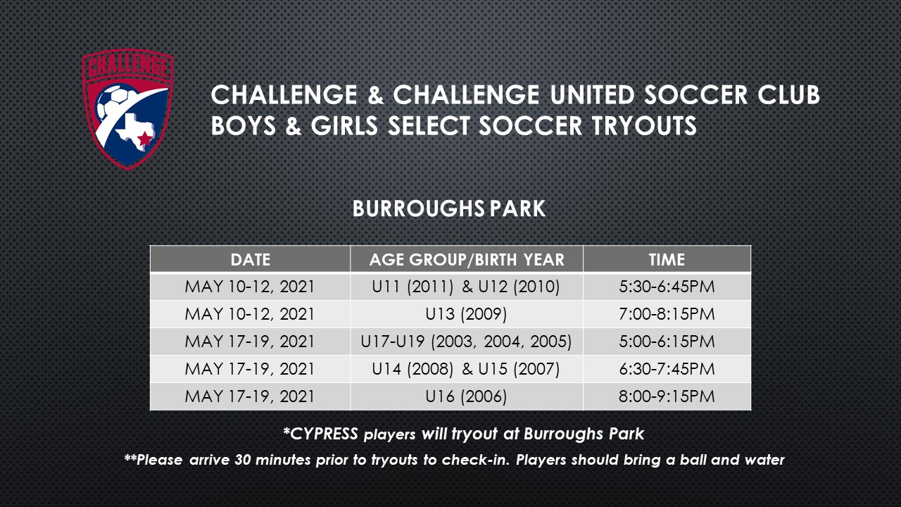 2021 2022 Tryouts Challenge Soccer Club